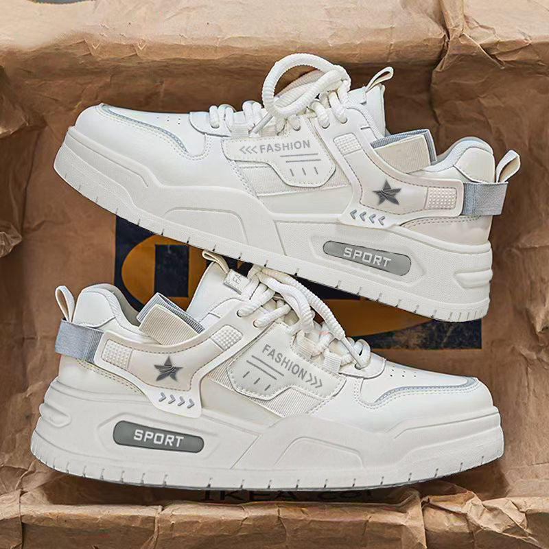 Men's sneakers: white canvas shoes, spring 2026 new arrivals, trendy and versatile casual athletic shoes, chunky sole student streetwear