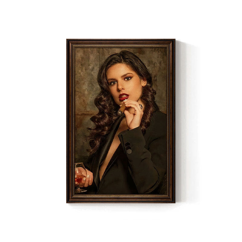 Cigar bar hanging painting American retro beautiful woman bar KTV box wall decoration painting industrial style tobacco and alcohol shop mural