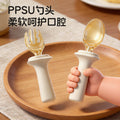 Kids food supplement spoon ppsu yuanbao spoon baby independent eating spoon baby for home silicone fork spoon food supplement tableware