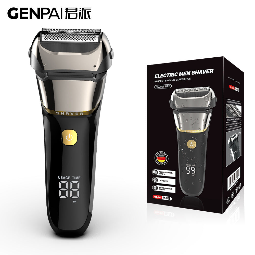 Reciprocating three-blade electric shaver for men, full body washable beard razor, rechargeable razor