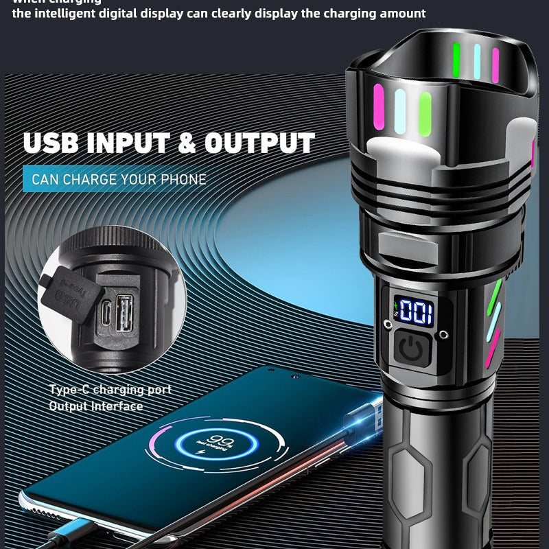 Cross-border new laser gun flashlight outdoor super bright long-distance telescopic portable white laser charging tactical flashlight