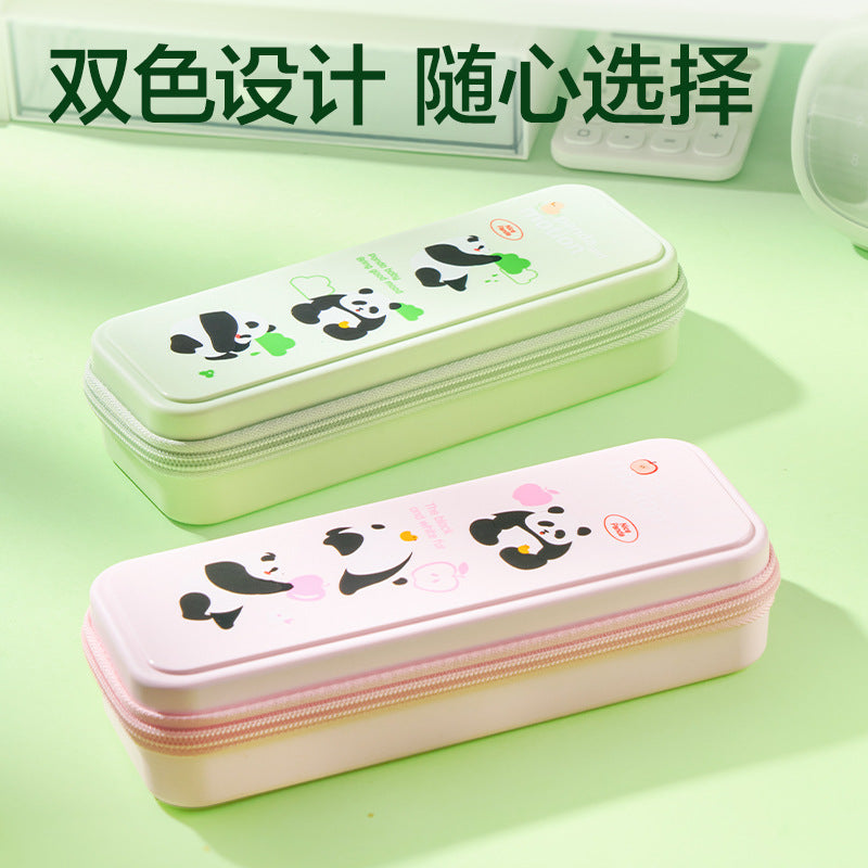 Deli XM751 Panda Series PP Stationery Box Student Waterproof and Stain-resistant Stationery Box Multifunctional Pencil Case Pencil Case
