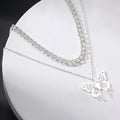 European and american cross-border fashion 18k gold hollow butterfly pendant necklace for women, alloy chunky chain, high-end jewelry
