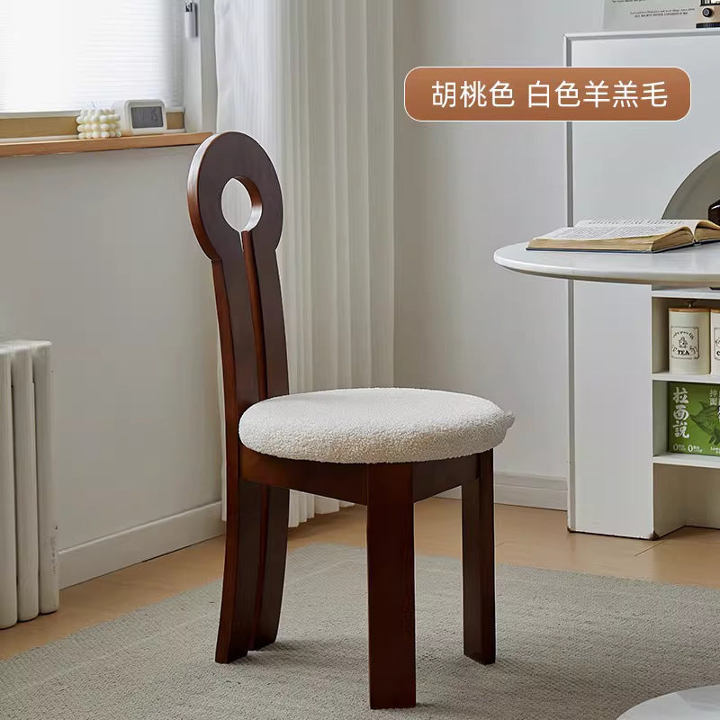 Solid wood keychain chair frenchretro solid wood dining chair soft-packed dining chair medieval style for home makeup chair back chair