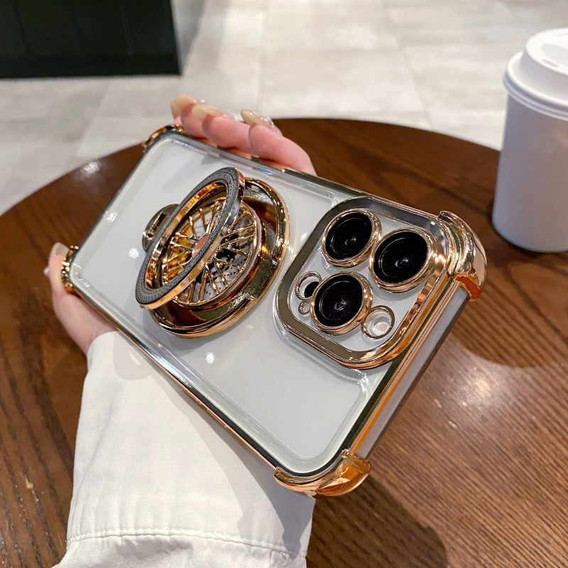 Suitable for samsung s26u/s25 decompression mobile phone case electroplated four corners anti-fall a37 fidget spinner magnetic holder case
