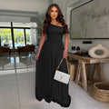 C7680 cross-border   fashion women's elegant waist-defining backless slim-fit one-shoulder dress
