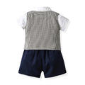 First birthday outfit for baby boys - spring collection: little gentleman suit with vest - three-piece set for baby's birthday, wedding, or banquet