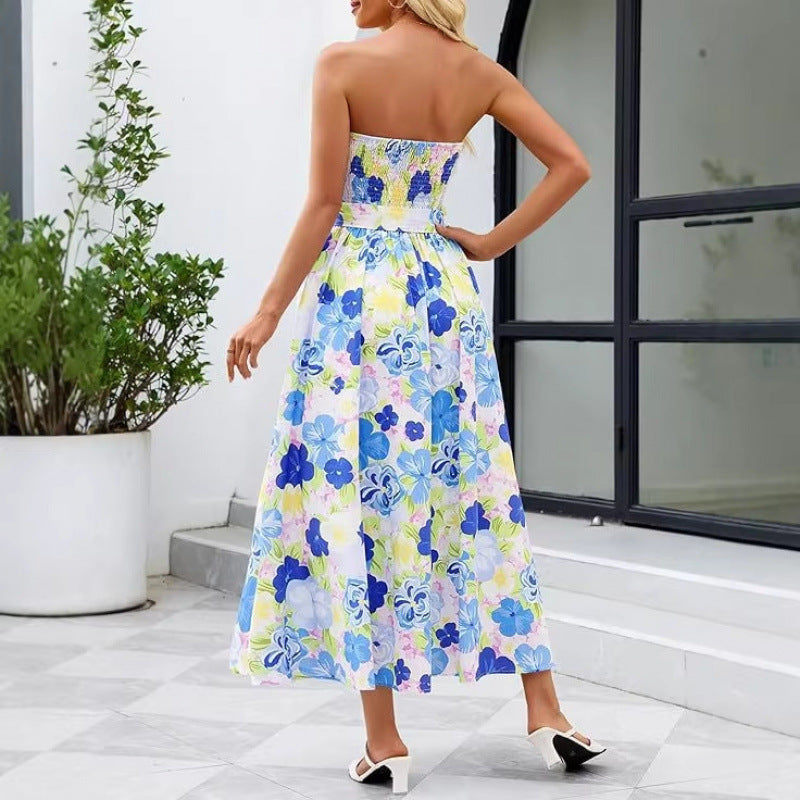 Amazon fashion floral dress women's  summer new ruffle flowy beach vacation dress