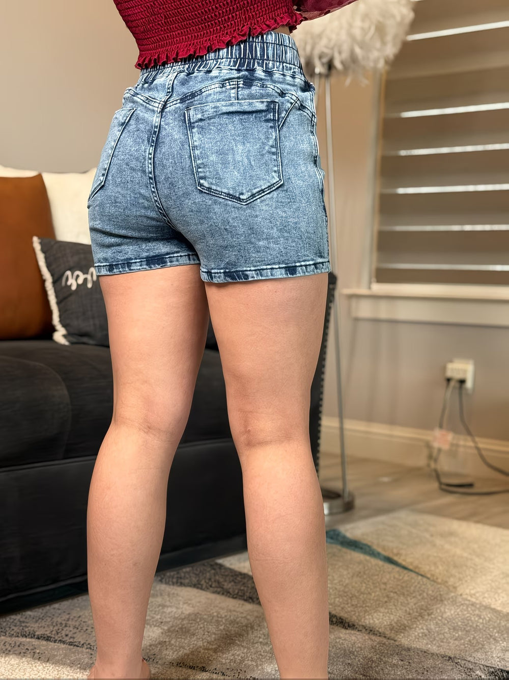 Fashionjeans women's snowflake dyed drawstring waist shorts silm high commuting easiest for matchshort denim hot pants