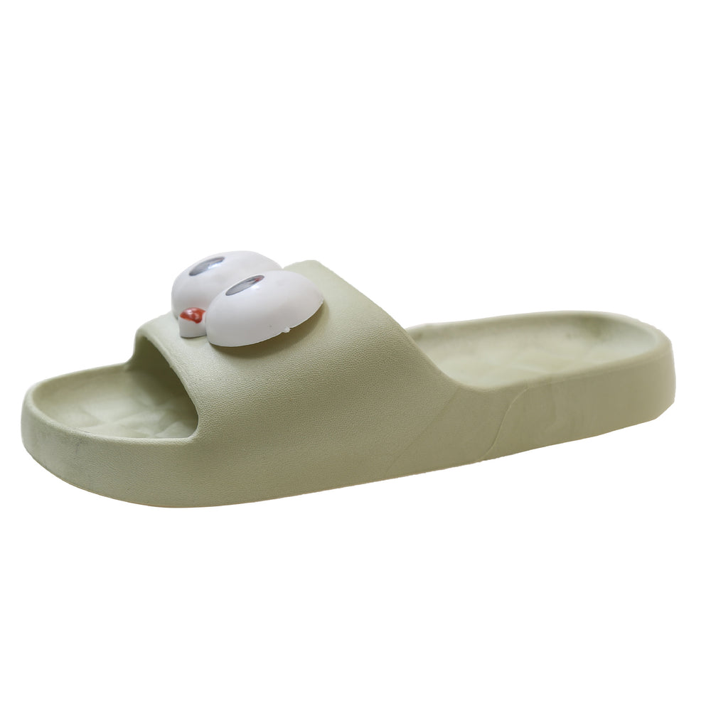 2024new arrival women's summer home cartoon big-eyed bird thick sole one-word casual beach slippers for women