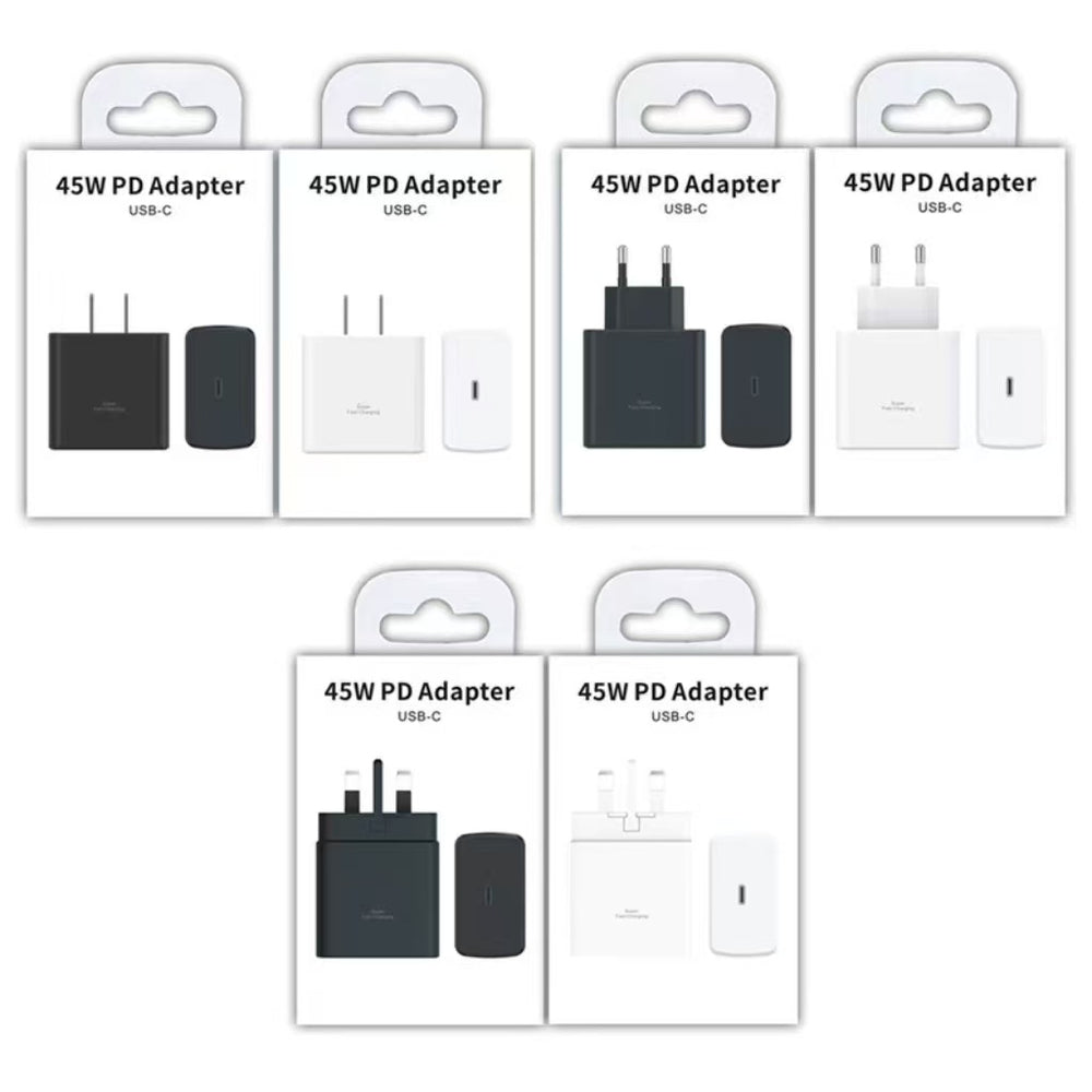Pd45w samsung super fast charger mobile phone charger us/eu/uk plug wholesale charging adapter