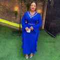 African fashionexport obese plus sizev neckelegantwork clothingdress women's clothing high waistlong sleeves long skirt