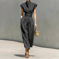 women's summer new arrivals:  cross-border fashion - european & american style, elegant solid color, cinched waist, flutter sleeve dress