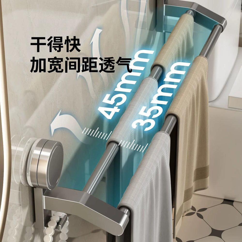 Suction cup towel rack bathroom punch-free wall-mounted storage rack bathroom towel single pole bathroom storage rack