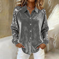 new arrival: gold velvet patchwork sequin long-sleeve shirt