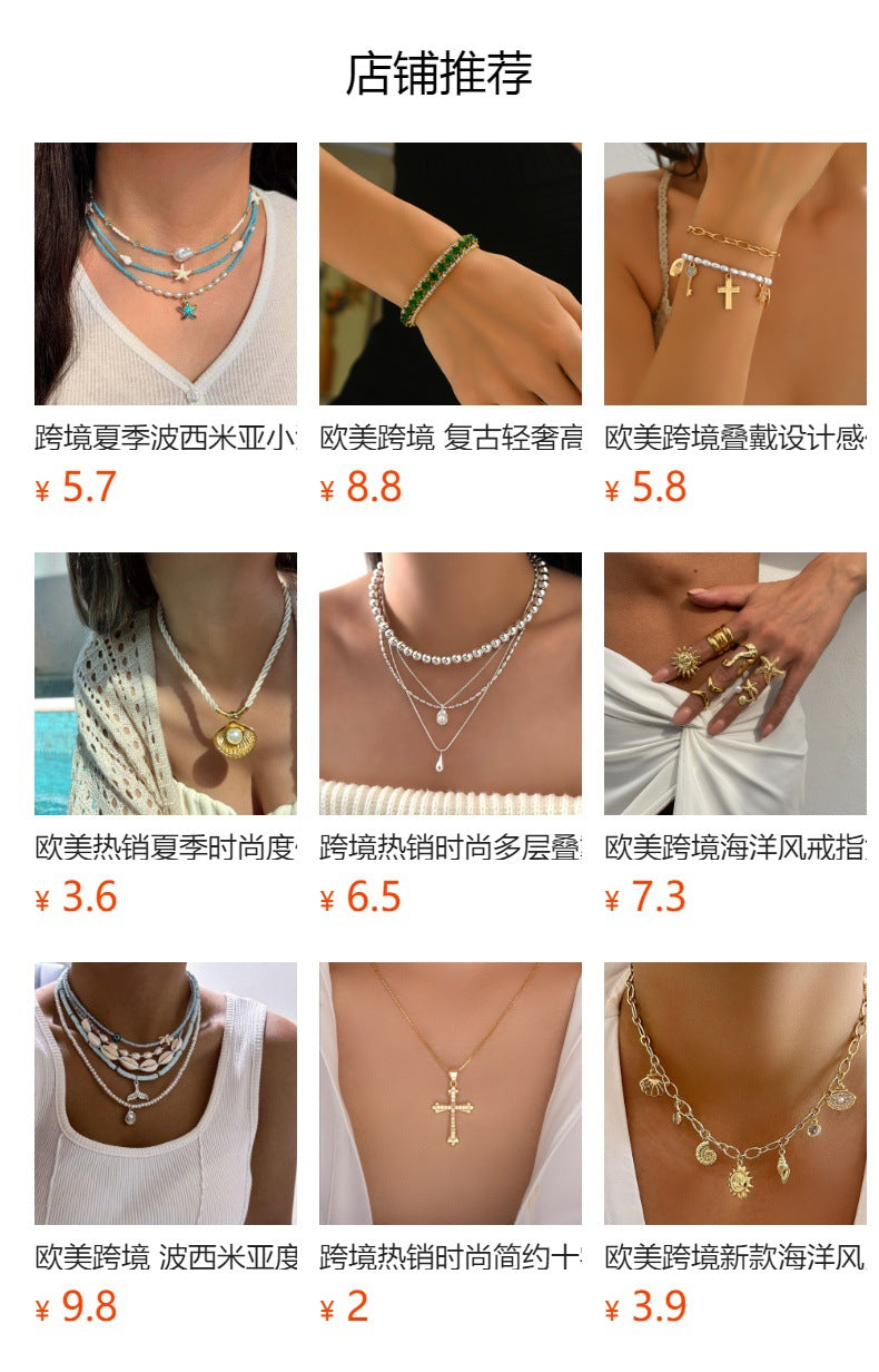 Pearl ring set wholesale - european & american cross-border fashion jewelry - smooth joint ring - versatile open-ended gold-plated finger ring for women