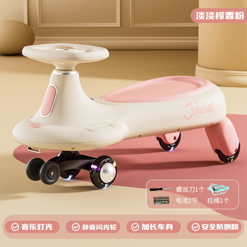 Kids twist car universal wheel model anti-rollover slip car music flash wheel balance rocking car model anti-rollover