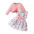 foreign trade exclusive solid color shrug and sleeveless dress butterfly embellished printed dress set