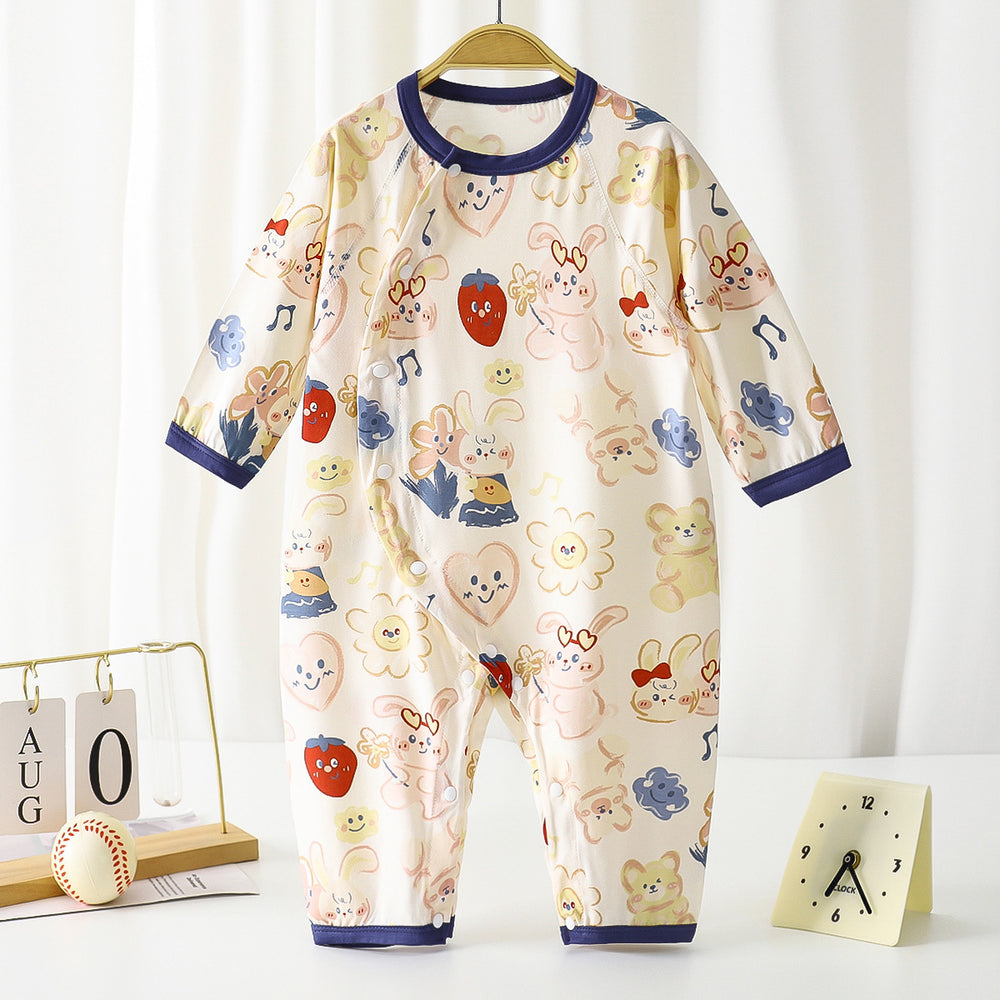 Lyocell comfortable baby summer jumpsuit thin long sleeves air conditioning suit romper newborn harem for boys and girls