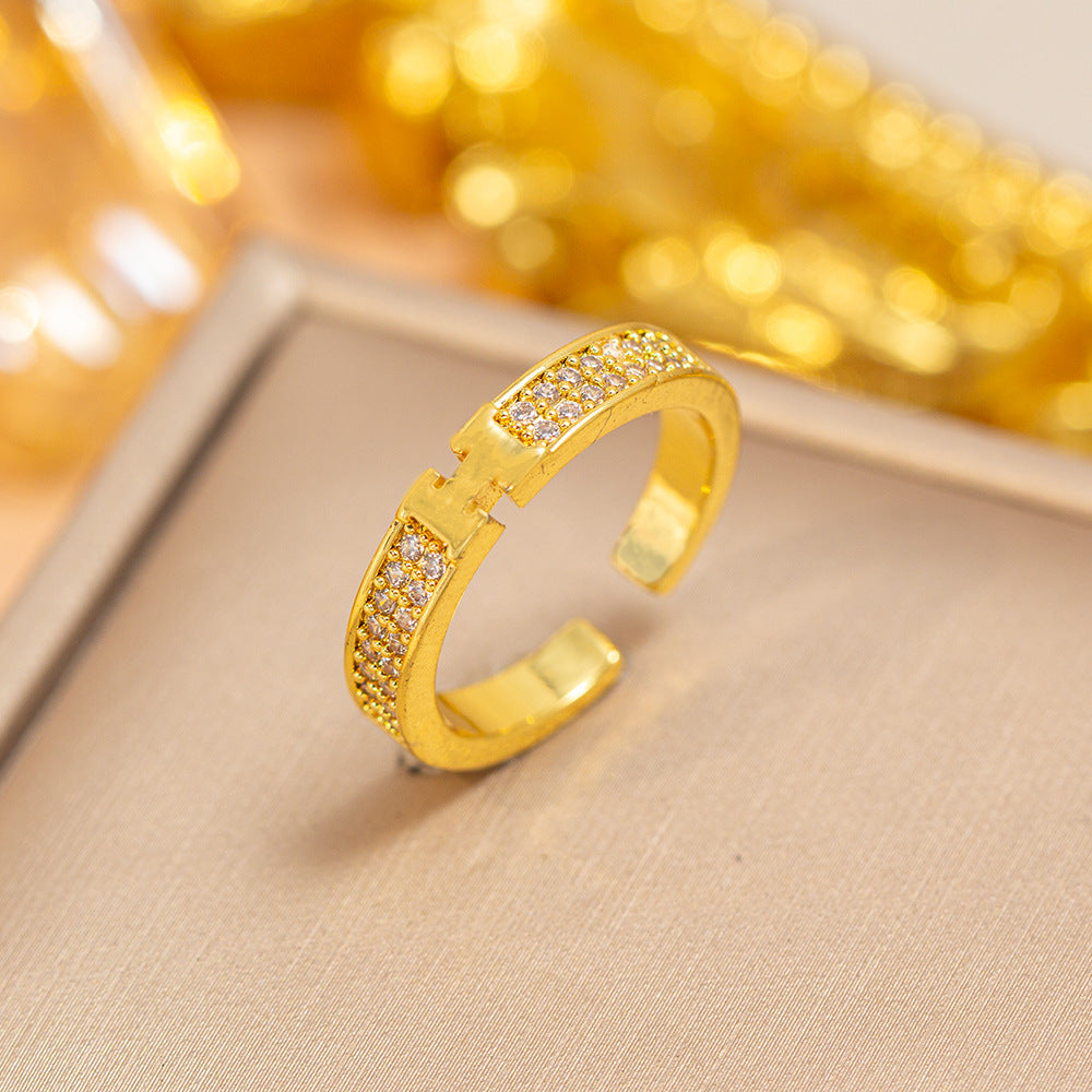 hot-selling design, full of diamonds, inlaid with zircons, exquisite women's openable adjustable rings, popular fashion accessories