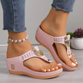 foreign trade plus size women's slippers fashionsummernew arrival beach flip-flops wedge heel round toe sandals ready stock wholesale