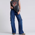 Temu multi-pocket jeans women's european and american washed workwear pants y2k style loose streetwear trendy jeans