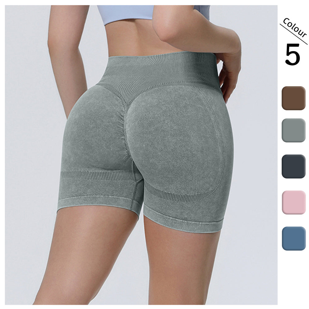 New seamless sand wash yoga shorts - high waist, butt-lifting, compression workout shorts for women - perfect for outdoor running, training, and fitness