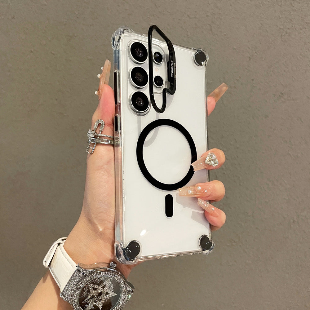 Acrylic magnetic lens protection phone case for samsung s26 ultra, featuring four-corner airbag shock absorption, compatible with s24/s25 ultra