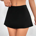 european and american women's clothing  spring/summer new collection: stretch elastic waist slit a-line mini skort - sexy midi skirt