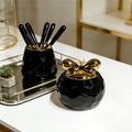 Nordic light luxury ceramic desktop tissue box storage jar three-piece set - household fruit fork & floss container combo - wholesale