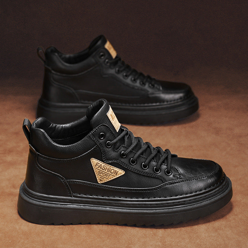 Men's martin boots: new 2025 autumn collection - high-top, british retro, fashionable casual leather shoes for men - thick sole, height increasing