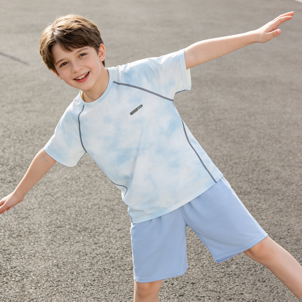 Kids'  summer outfit set: ice silk short-sleeve t-shirt and shorts - quick-dry two-piece tracksuit for youth basketball