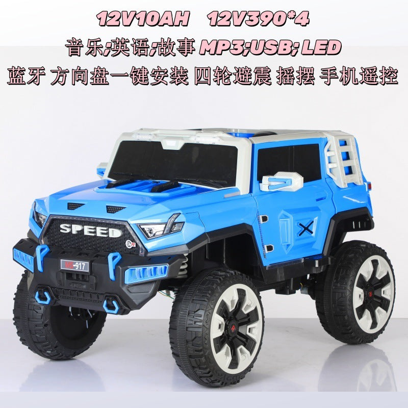 New children's electric car off-road four-wheel seating double seat children's pickup remote control toy car off-road vehicle