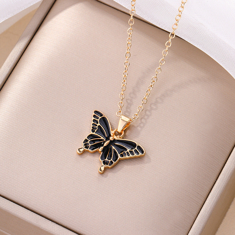 European and american cross-border e-commerce jewelry fashion enamel alloy pendant personalized enamel butterfly necklace autumn new jewelry