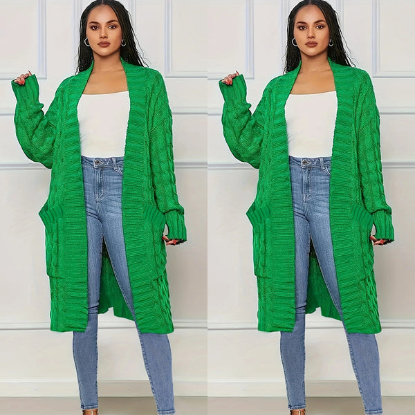 S390865 autumn and winter fashion sweater jacket women's medium and long knitted cardigan