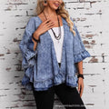 Amazon tiktok pinduoduo foreign trade cross-border fashion women's ruffles sleeve denim cardigan washed outwear