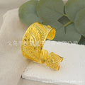 Middle eastern dubai luxury round adjustable gold plated women's bracelet and ring handmade jewelry wedding gift