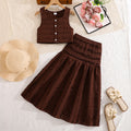 spring/summer girls' outfit: fresh & chic sleeveless top with ruched midi skirt set