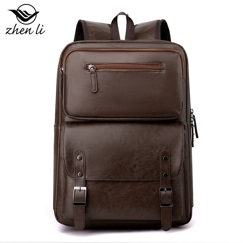 Cross-border backpack Men's casual backpack Business travel laptop bag PU large-capacity travel backpack