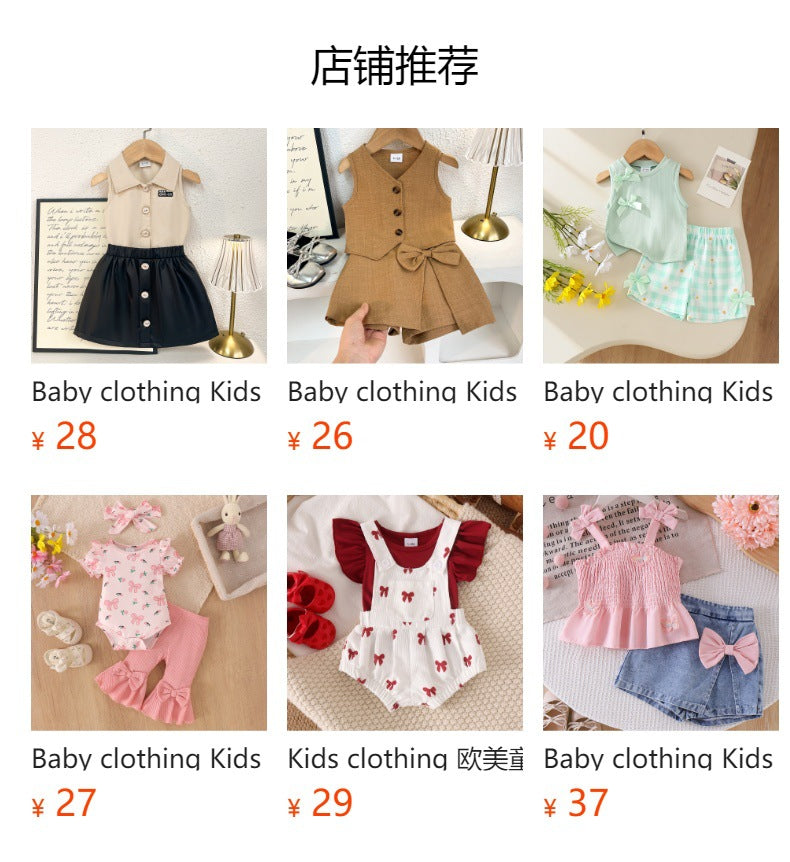 Children's clothing shein cross-border girl suit black dress baby children's clothing