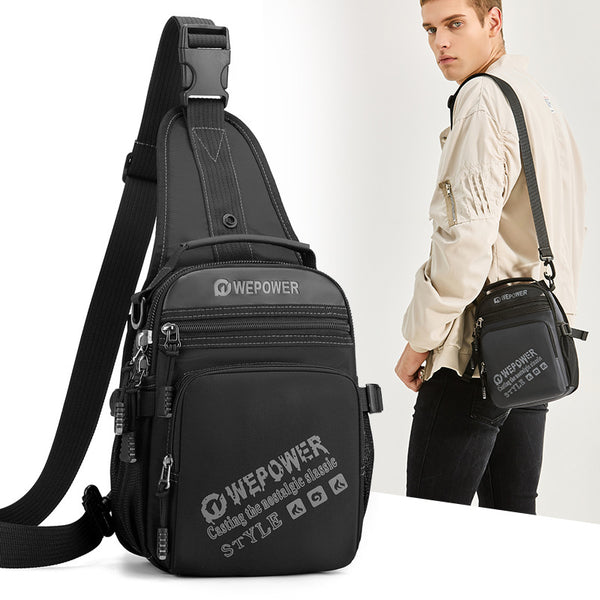 WEPOWER New Large Capacity Double Shoulder Breast Bag Outdoor Travel Commuter Single Shoulder Crossbody Bag Adjustable Breast Bag