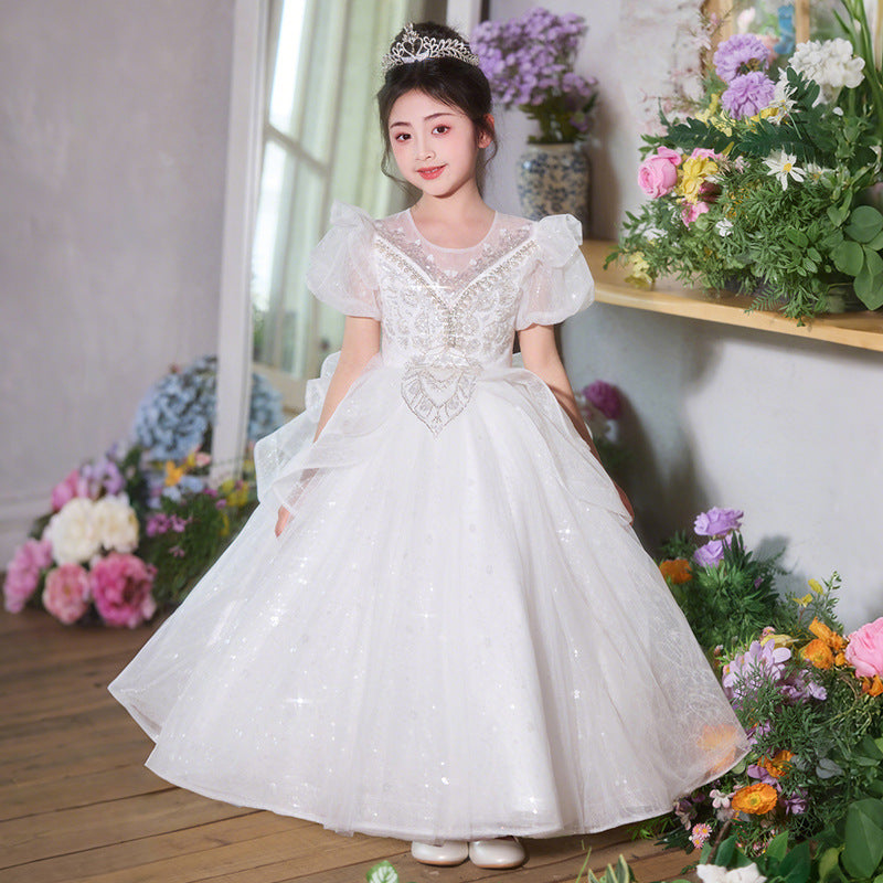 Girls' formal dress - stunning princess gown - high-end little girl's hostess/piano performance dress - princess style sequin dress