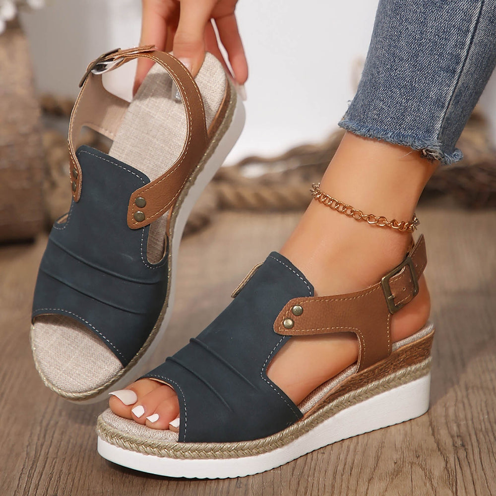 Exportplus sizesummernew arrival women's sandals wedge hemp rope bottom fish mouth sandals  hot women's sandals wholesale