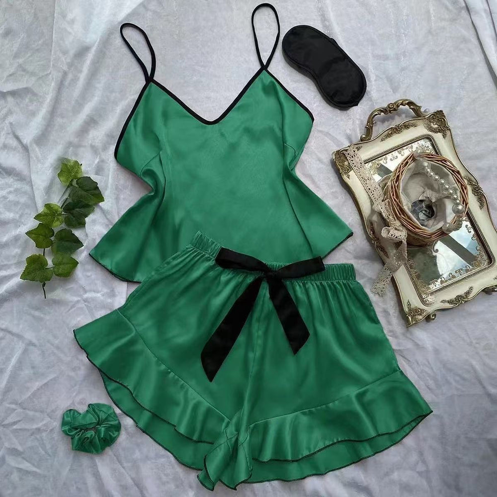 European and american style sexy lingerie pajama set - bowknot cami top and shorts - sexy new summer loungewear