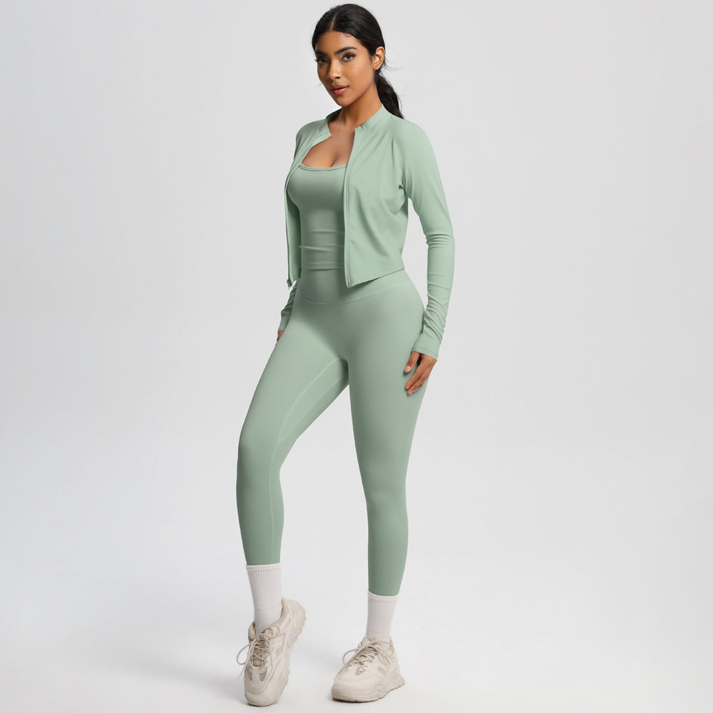 New cloud-like outdoor casual compression yoga set - quick-dry, high-waisted, slimming fitness activewear three-piece set