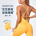 Influencer-style criss-cross strap bodysuit yoga outfit - sexy, quick-dry, full body workout suit for women - butt-lifting aerial yoga apparel