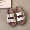 Thick sole sandals and slippers for women summernew arrival birkenstock shoes lazy outwearnon-slip one-line slippers fashion square buckle easiest for match women