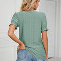 Ebay fashion cross-border export  summer  new arrival pure color cut out princess sleeve u-neck short sleeve tops women