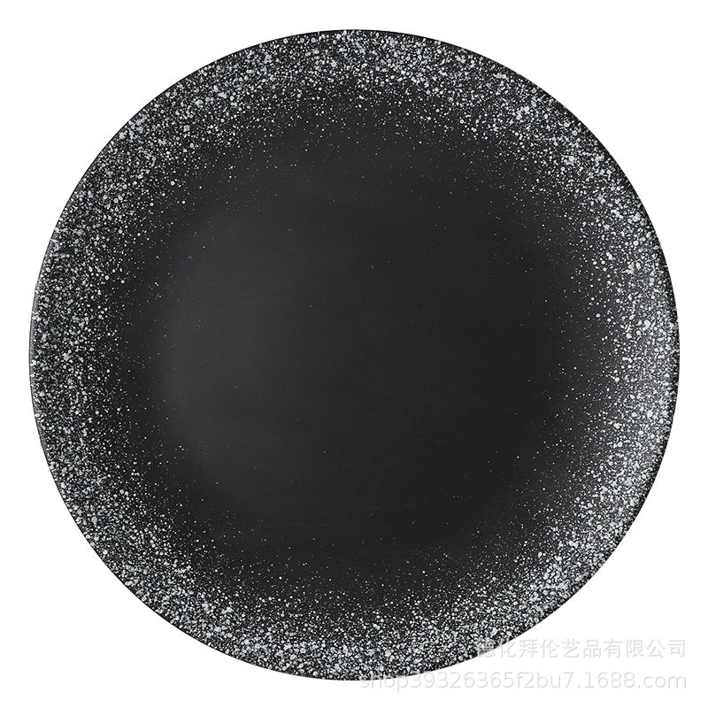 Japanese-style trendy ceramic steak plate - round dinner plate, western food plate, hotel-sized flat plate