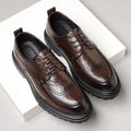Genuine leather men's dress shoes - new business formal brogue style, british casual, black, for weddings and grooming